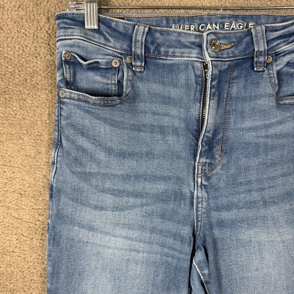 American Eagle Super Hi-Rise Flare Jeans Womens 8 Blue Stretch Denim Medium Wash - Picture 5 of 15